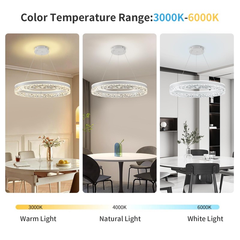 Modern LED Chandelier Pendant Lighting for Kitchen Island, 3000K/4500K/6000K Selectable