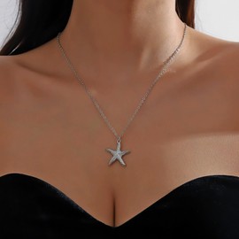 TseenYi Starfish Pendant Necklace Silver Starfish Necklace