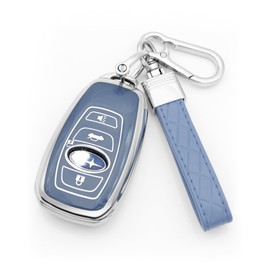 HAOYOUMEI Advanced Soft TPU 4-Buttons Key Cover is Compatible with Subaru Ascent BRZ Crosstrek Forester Legacy Outback WRX XV Key (Blue Set)