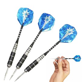 9 Pack Steel Tip Darts 24g Professional Steel Tip Darts Set Aluminum Barrel 163mm Flights Stems