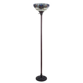 Chloe Lighting Serenity Victorian Tiffany-Style Dark Bronze 1 Light Torchiere Lamp 14" Wide, Multicolor