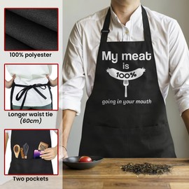 SANDJEST Funny Aprons for Men with Pockets - Anniversary Valentines Day Birthday Apron Gift for Husband Dad