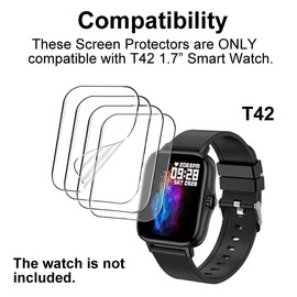 smaate Soft Screen Protector Compatible with 1.69” or 1.7” smartwatch Iaret I18, Tensky 208BT, ANDFZ T42, Geelyda Y20 Pro, Smaiit Y22, WZWNEER Y20GT, and Boquaw P90, 4 pcs TPU