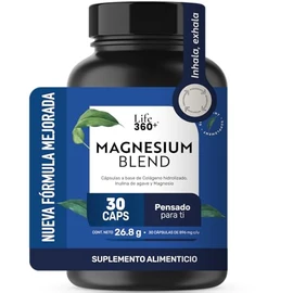 LIFE 360 Magnesium Blend  30 Cpsulas por envase  Colgeno Hidrolizado, Inulina de Agave, Citrato, Gluconato, xido y Glicinato de Magnesio  Suplemento  
