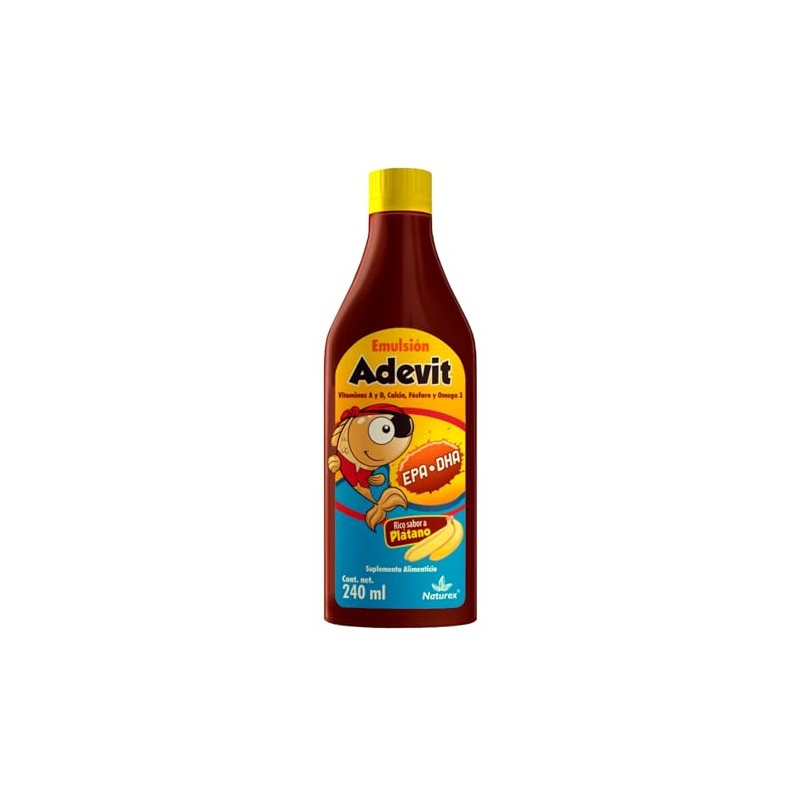 Adevit Emulsion 240 ml, Vitamina A y D, Calcio, Fosforo,