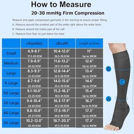 Calcetines de compresión, 20-30 mmHg, calcetines de compresión graduados hasta la rodilla, unisex, puntera abierta, opaco, manguera de apoyo médico pa