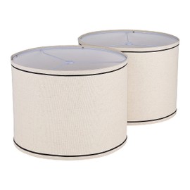 Lamp shades Set of 2,Drum Lampshades 13"x13" x 10" High, Medium Lampshades for Table Lamps Floor Lamps, Natural Linen Hand Crafted, Easy Assembly Required,Beige Lampshade((Spider Fitter)