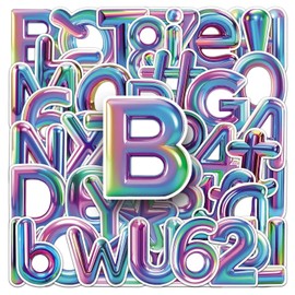 50 Packs Number and Letter Stickers Water Bottles Laptop Phone Computer Guitar Skateboard Hydroflasks Alphabet Vinyl Sticker Waterproof Aesthetic Trendy Decals for Kids Teens Girls Adults