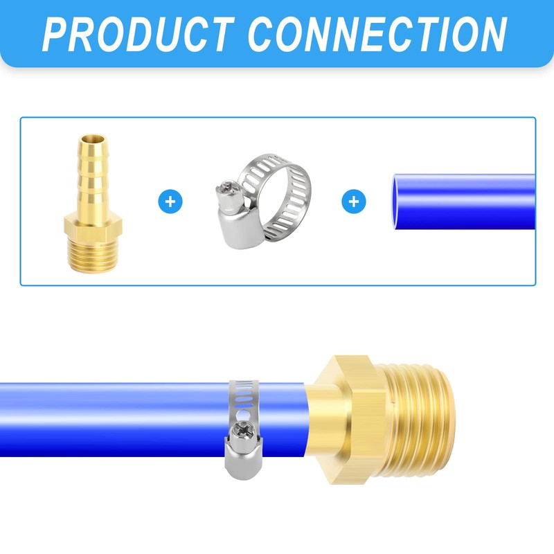 ERGAOBOY 10pcs 6mm OD Barb to 3/8" BSP Male Brass