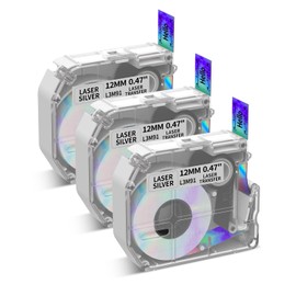 Phomemo M960 M950 Label Tape x 3 - Laser Tapes, Compatible with Brother P-Touch M Tape, 12mm x 4m,Compatible with Brother PT-M95 PT-85 PT-70BM PT-90 PT-65 Label Maker (Black on Laser Silver Bottom)