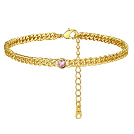 Gold Cuban Link Anklets for Women Gold Plated Anklet for Women Beach Jewelry Charm Anklet Adjustable Anklets Ankle Foot Chain Birthstone Ankle Bracelets for Women