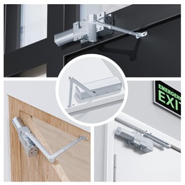 POWAWINI Automatic Door Closer, Adjustable Self Closing, Backcheck, Delayed, ADA Compliant, UL 3 Hour Fire Rated, Grade 1 Extra Heavy Duty, 2 Million Cycles, Residential & Commercial, Sliver Aluminum