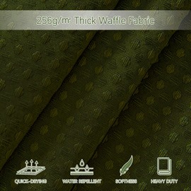 PANGSINNE Long Waffle Army Green Shower Curtain, Heavy Duty Fabric Shower Curtain with Waffle Weave Hotel Quality Bathroom Shower Curtains, 72 x 78 Inches