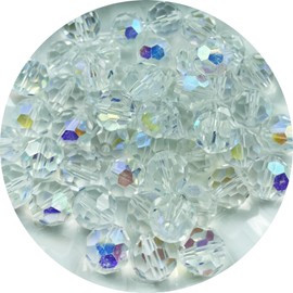 Xinhongo Crystal Glass Beads 400 Pieces 4mm Round Faceted Crystal Glass Bead Spacer Beads for Jewelry Making Bracelet Earring Necklace DIY Craft Making Supplies(Crystal Clear AB)