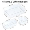 MultiBey 5 PCS Clear Plastic Drawer Organizer Set, 3 Sizes