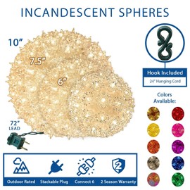 Novelty Lights Outdoor Christmas Starlight Sphere, Hanging Light Ball, Christmas Light Ball for Decoration (50 Light, 6", Blue)