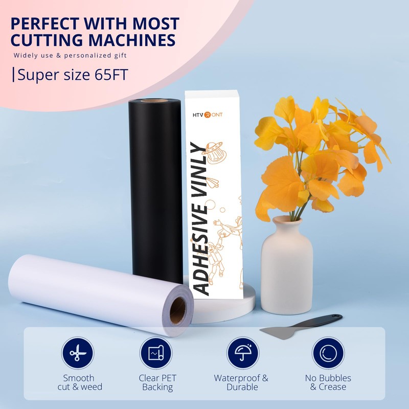 HTVRONT HTVRONT White Permanent Vinyl - 12" x65FT Glossy White
