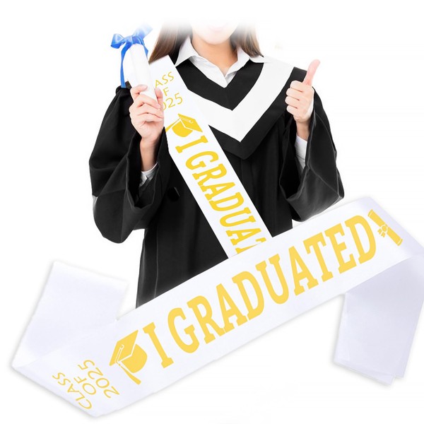 KEELYY Graduation Sash 2025, Graduation Sash with Gold Glitter Letter