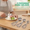 3 Piezas Cuchara para Helado, Acero Inoxidable, Cucharadas de Galletas