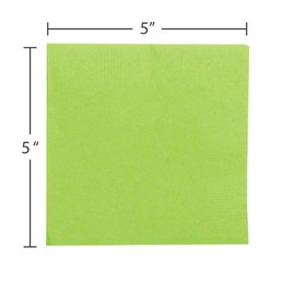 JAM PAPER Small Beverage Napkins - 5 x 5 - Lime Green - 50/Pack