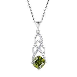 Blaniy Infinity Necklace 925 Sterling Silver Princess Cut Pendant Peridot August Birthstone Necklace Jewelry Gifts for Women