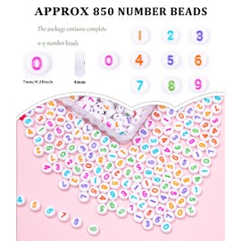 MiuCo Number Beads, Round Beads Numbers for Bracelets, 7 mm Number Beads for Threading, Mix 0-9, Beads Set for DIY Jewellery Craft Set Craft Beads (Black-1)
