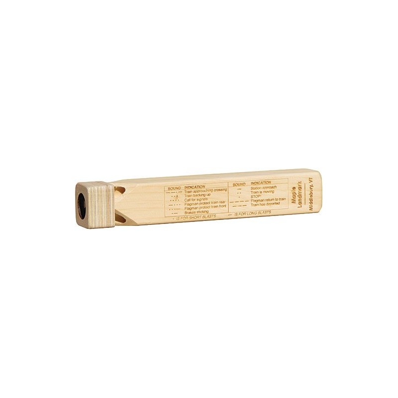 Maple Landmark Wooden Train Whistle with Blast Chart - Made