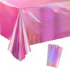 OQOQ Iridescent Table Cloths (2 Packs，Pink) - Rectangular Plastic Table