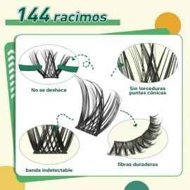 Extensiones De Pestañas Kit 144pcs Mixta Gruesa Y Natural Color Y09 Espesor 0.07 mm Largo 1.8 cm Tipo de curvatura D