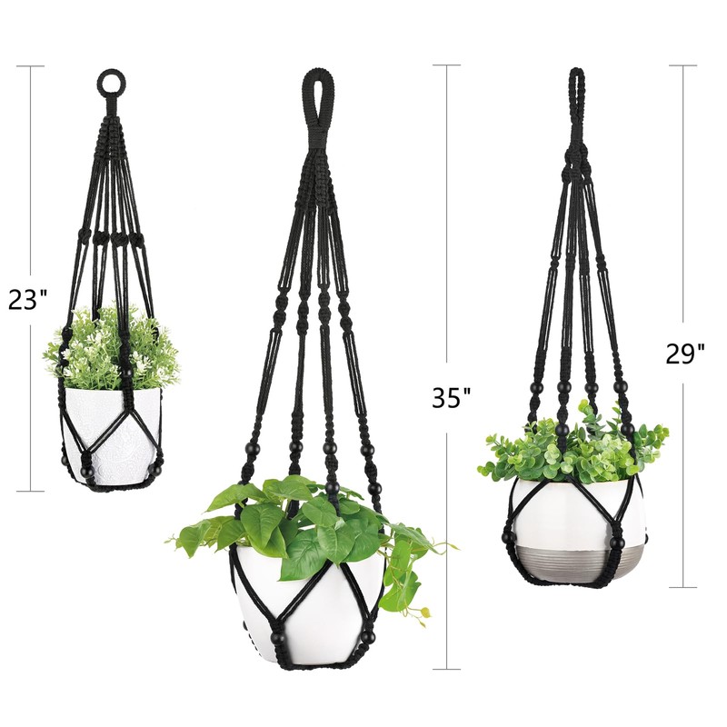 Mkono 3 Pack Macrame Plant Hangers Indoor Different Size Hanging