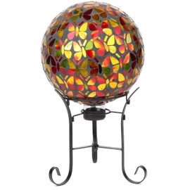 Lily's Home Colorful Mosaic Glass Gazing Ball, Designed with a Stunning Holographic Butterflies Mosaic Pattern to Bring Color to Any Home and Garden, (10 Inches Dia.)