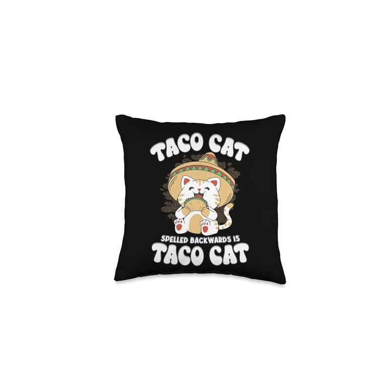 Taco Cat Spelled Backwards Cinco De Mayo Throw Pillow