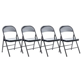 Alera Alera Armless Steel Folding Chair, Supports Up to 275 lb, Black Seat, Black Back, Black Base, 4/Carton