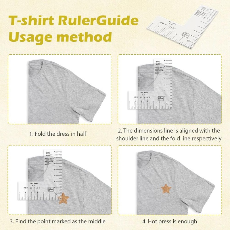 Ranjaner Tshirt Ruler Guide for Vinyl Alignment, Left Chest Logo