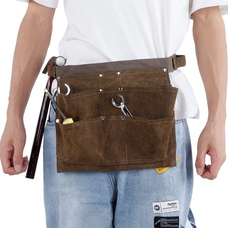 Waxed Canvas Apron Thickened Waterproof Tools Pocket Apron for Garden
