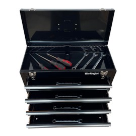 Workington Portable Metal Tool Chest with 4 Drawers, 20" 4-Drawer Tool Chest Cabinet with Ball Bearing Drawer Slides, Steel Tool Storage Box Organizer 4004 Black