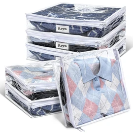 Toketa 6 bolsas de almacenamiento grandes de vinilo transparente con 40 * 35 * 10cm, bolsas de almacenamiento con cierre para mantas, ropa, sábanas, p