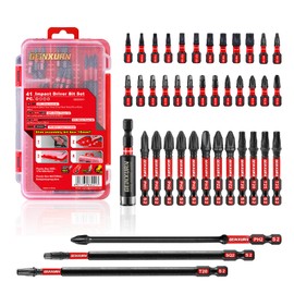 Geinxurn 41pieces Screwdriver Bits Set, Impact Magnetic S2 Steel Multi Insert Power Bits Tips with Impact Bit Holder with Storage Box（PH/TORX/SQ/PZ）