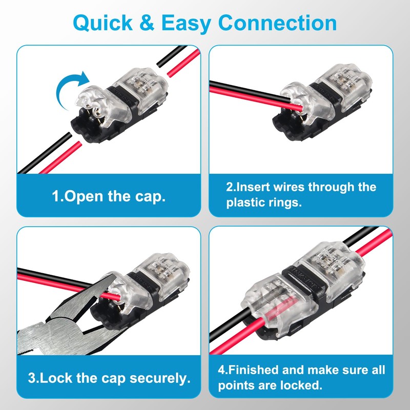 MELIFE 10PCS Low Voltage Wire Connectors, 2 Way Solderless Wire
