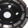7" Double-Row Diamond-Cup Grinding-Wheel for Mastic Coating Removal Stone Concrete