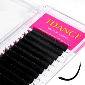 TDANCE Flat Lash Extensions 0.15/0.2mm Thickness Super Soft Air Flat Lashes Ellipse Eyelash Extensions Matte Black