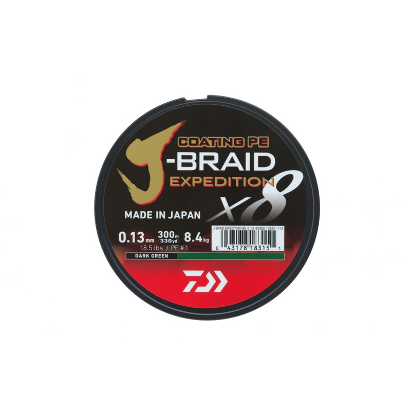 DAIWA J-Braid Expedition X8E, 0.06 mm, 5.2 kg/11.5 lbs, 300
