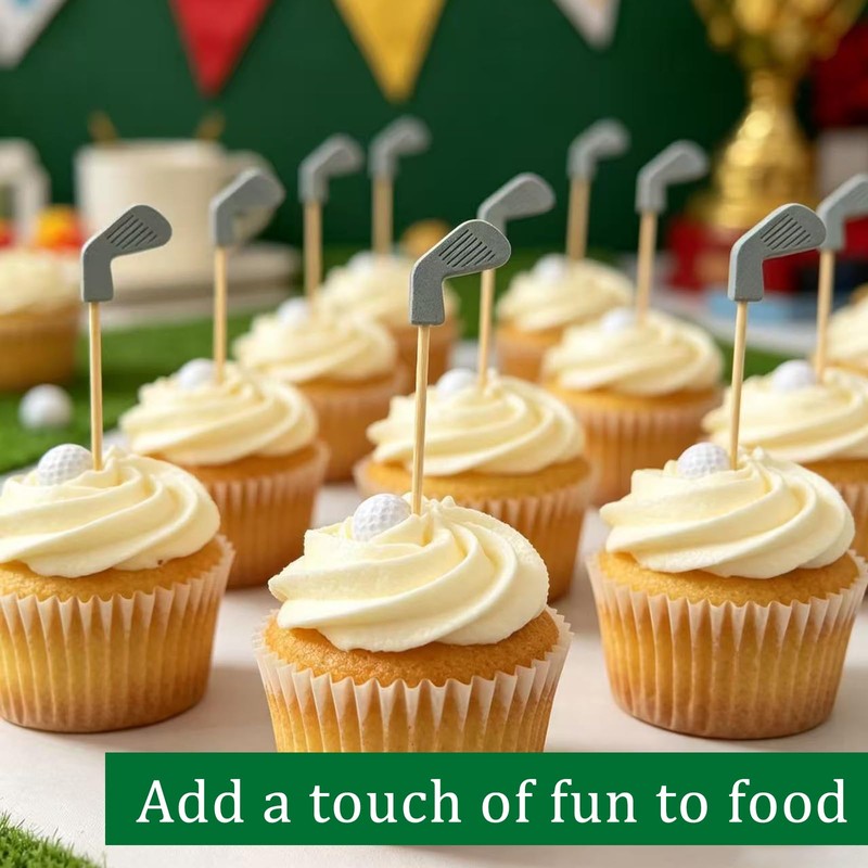 100Pcs 4.7 Inch Golf Party Food Sticks, Reusable Bamboo Food