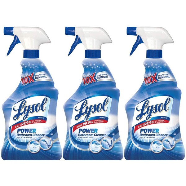 Lysol Power Bathroom Cleaner Trigger, 22 Ounces (Pack of 3)