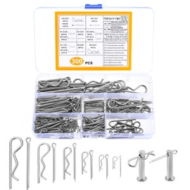 300 Pcs Cotter Pins Kit and R Clips Assortment Kit, Split Pins Assorted, Stainless Steel Retaining Spring Hitch Cotter Fastening Pin Clips Set for Truck Tractors Cars Campers Lawn Garden Equipment