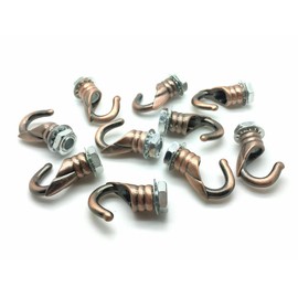 5pcs Mini Ceiling Hooks Antique Carving Safety Buckle Design Q Hanger M10 Screw Nut Hook Ring for Home, Office and Kitchen
