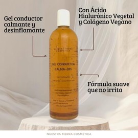 Nuestra Tierra Cosmética Gel Conductor Calma-Des, Calmante y Desinflamante, Uso Facial y Corporal, 500 g