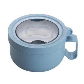 Insulated Bowl Leakage Proof 304 Stainless Steel Interior Thermal Soup Bowl with Handle for Noodle Bento 850ml Blue