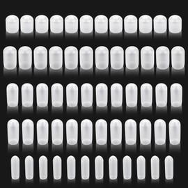 60pcs Rubber End Caps, Flexible Screw Thread Protector Covers for Metal Tube & Rod, 5 Sizes (3mm, 5mm, 6mm, 8mm, 9.5mm) - Clear Vinyl Bolt Covers Assortment Kit, Pipe Thread Protectors