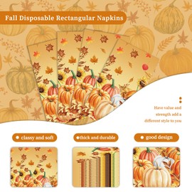 100 Pcs Fall Paper Napkins Disposable Autumn Maple Leaf Pumpkin Guest Dinner Napkins Bathroom Decorative Paper Hand Towels Decorative For Party Birthday,4.3 X 7.9 Inch (fall)